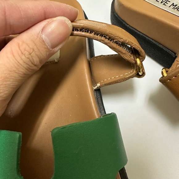 STEVE MADDEN Women’s Mayven Green Brown Black Open Toe Slide Sandals Size 6 - Picture 6 of 8